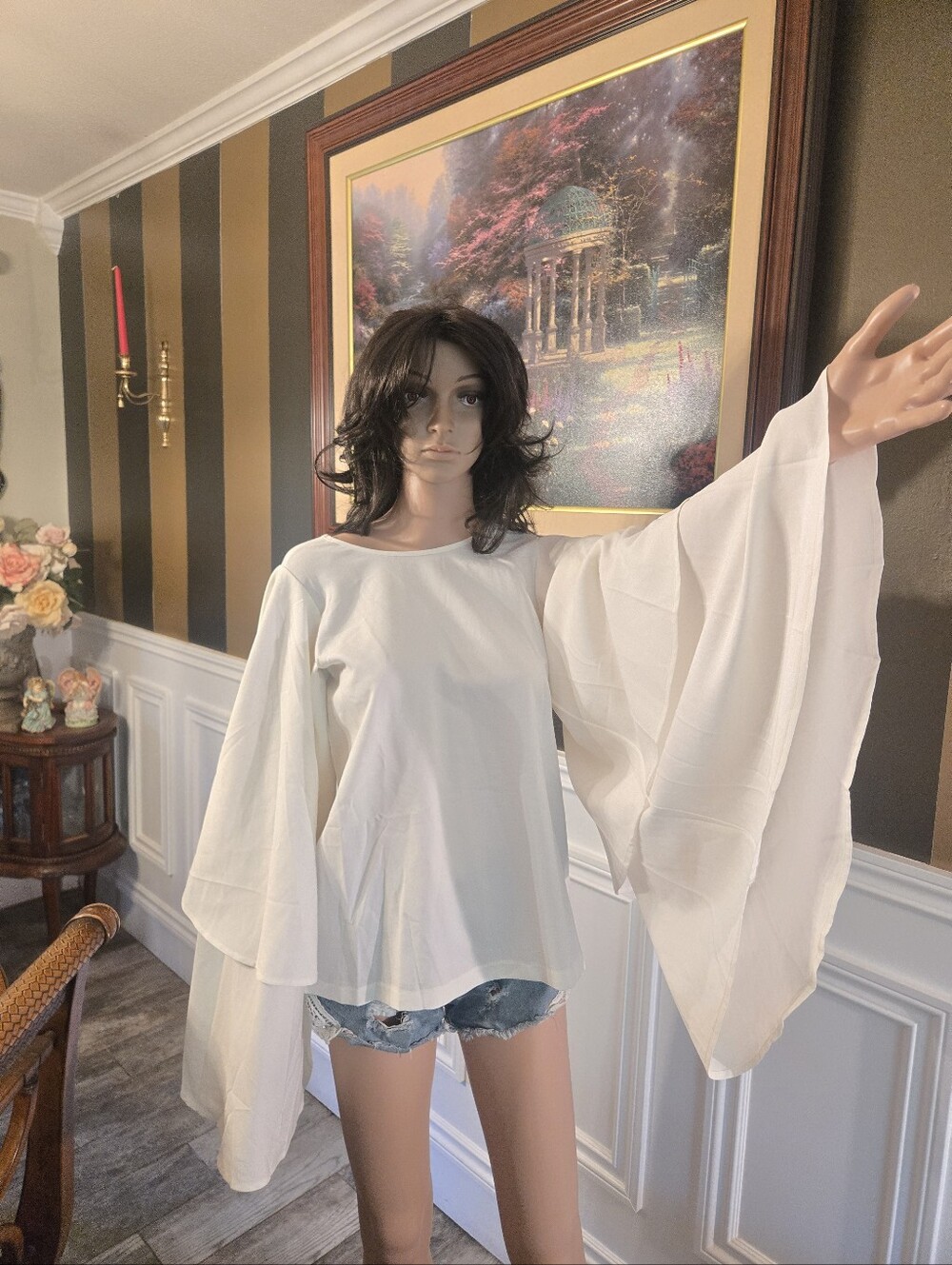 Boohoo White Bell-Sleeve Tunic Top
